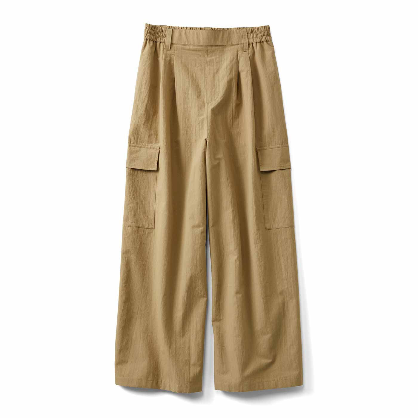 IEDIT［イディット］|撥水加工がうれしいコットン混ワークデザインワイドパンツ〈ベージュ〉