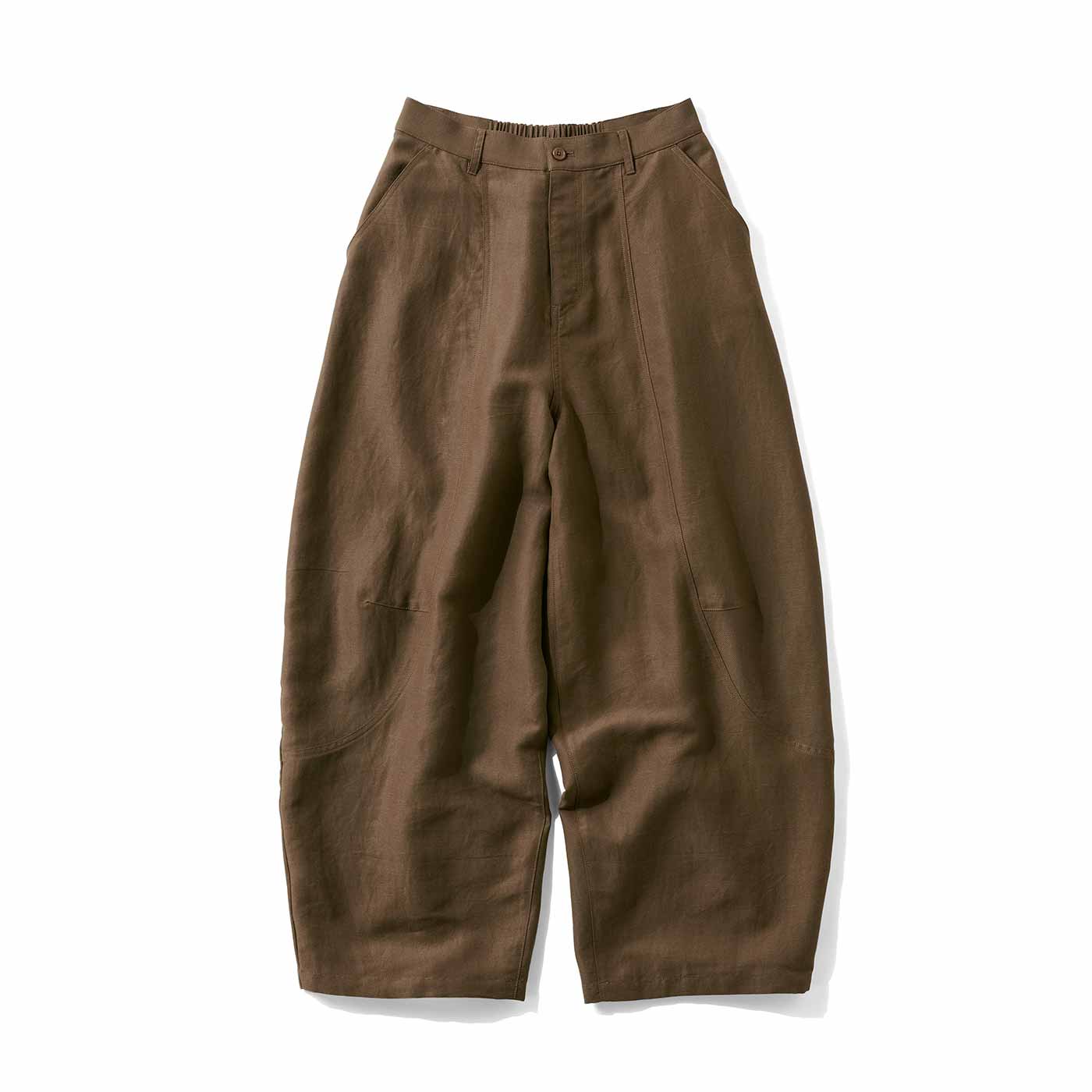 MEDE19F|リネン混バレルパンツ〈コーヒーブラウン〉