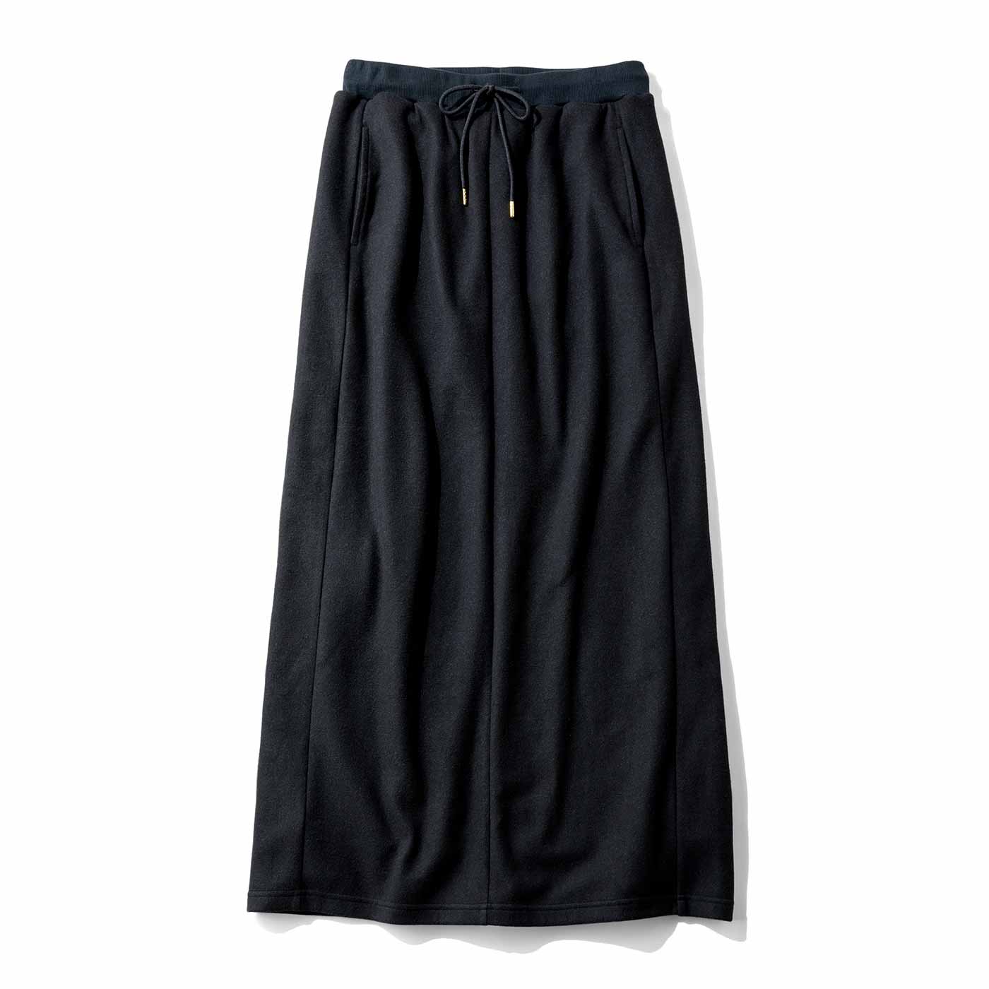 Live in  comfort|極上の暖かさ裏ボア カットソー ロングスカート〈ブラック〉